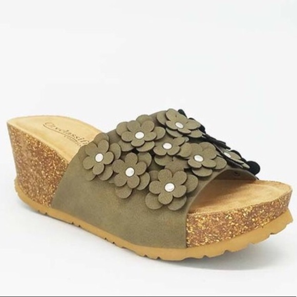 Last 1! Olive 3D Floral Comfort Platform WEDGE 5.5 - Picture 4 of 6